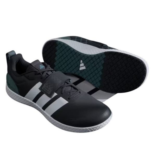 Adidas The Total 2 Mens Black White Weightlifting Shoes Hook and Loop Strap Sz X
